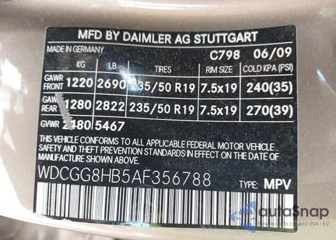 2010 Mercedes-Benz Glk 350 4Matic из США, поврежденный, VIN WDCGG8HB5AF356788